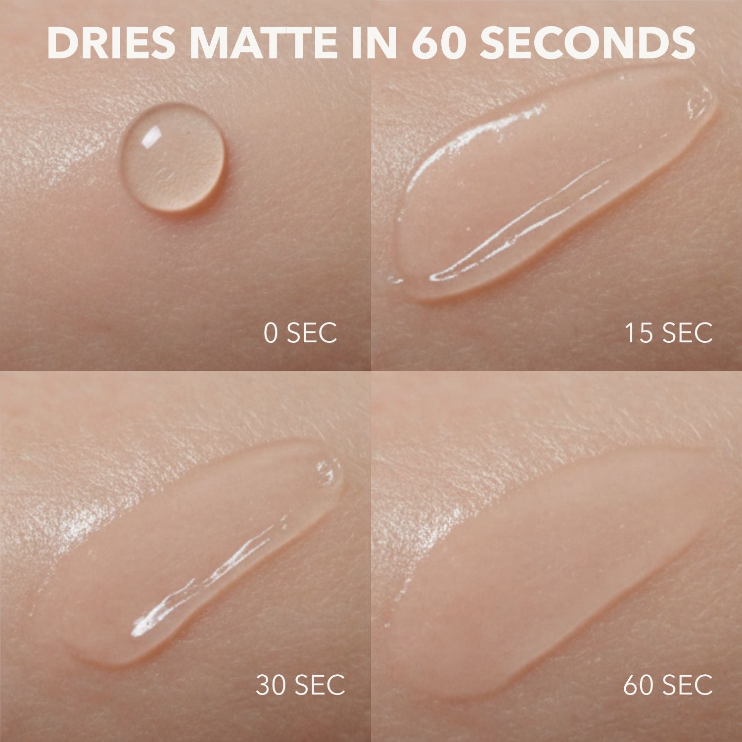 Time-lapse of G2 Fuse Activator Gel drying on skin in 60 seconds.